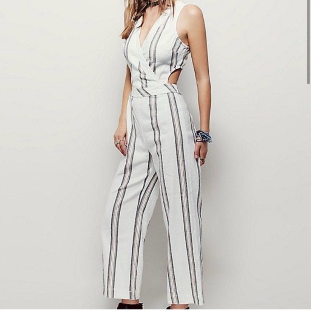 Free People Linen Cut-Out Jumpsuit